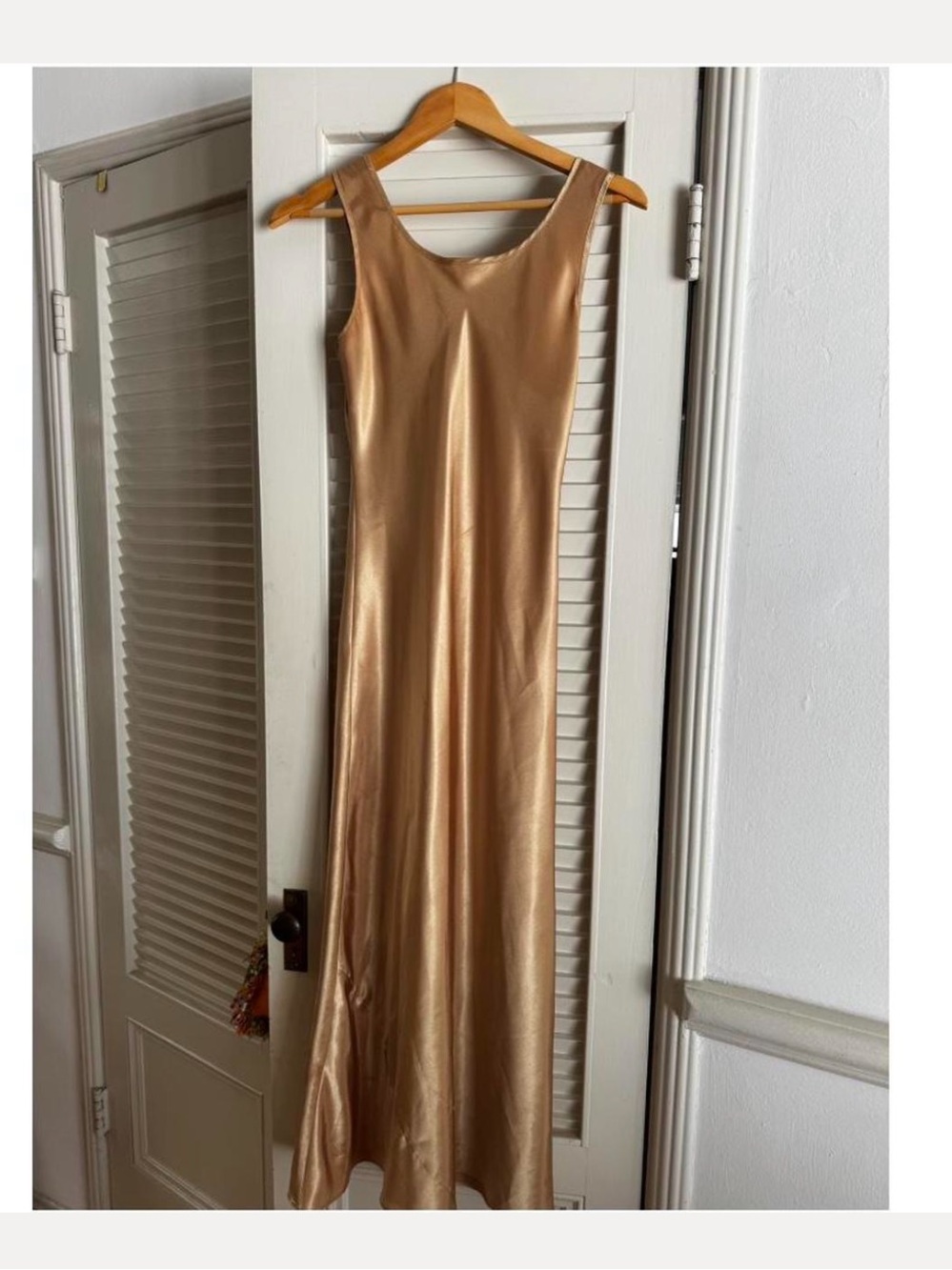 90's BETSEY JOHNSON VINTAGE GOLD YELLOW DRESS SATIN LONG EVENING SLIP